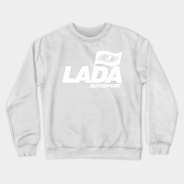 Lada Autosport with flag logo (white) Crewneck Sweatshirt by GetThatCar